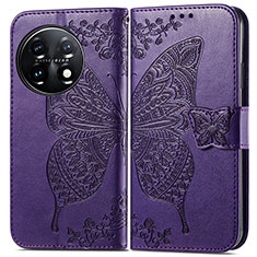 Funda de Cuero Cartera con Soporte Mariposa Carcasa para OnePlus 11 5G Morado