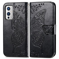 Funda de Cuero Cartera con Soporte Mariposa Carcasa para OnePlus 9 5G Negro