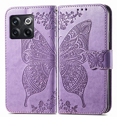 Funda de Cuero Cartera con Soporte Mariposa Carcasa para OnePlus Ace Pro 5G Purpura Claro