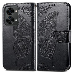 Funda de Cuero Cartera con Soporte Mariposa Carcasa para OnePlus Nord 2T 5G Negro