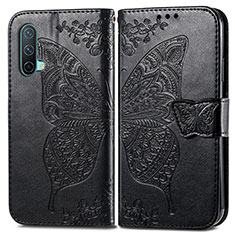 Funda de Cuero Cartera con Soporte Mariposa Carcasa para OnePlus Nord CE 5G Negro