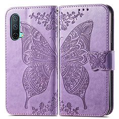 Funda de Cuero Cartera con Soporte Mariposa Carcasa para OnePlus Nord CE 5G Purpura Claro