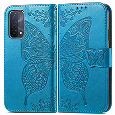 Funda de Cuero Cartera con Soporte Mariposa Carcasa para OnePlus Nord N200 5G Azul