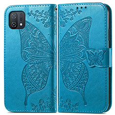 Funda de Cuero Cartera con Soporte Mariposa Carcasa para Oppo A16K Azul