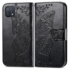 Funda de Cuero Cartera con Soporte Mariposa Carcasa para Oppo A16K Negro