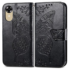 Funda de Cuero Cartera con Soporte Mariposa Carcasa para Oppo A17K Negro