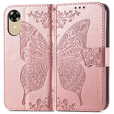 Funda de Cuero Cartera con Soporte Mariposa Carcasa para Oppo A17K Oro Rosa