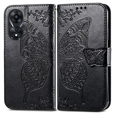 Funda de Cuero Cartera con Soporte Mariposa Carcasa para Oppo A18 Negro