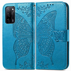 Funda de Cuero Cartera con Soporte Mariposa Carcasa para Oppo A53s 5G Azul