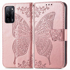 Funda de Cuero Cartera con Soporte Mariposa Carcasa para Oppo A53s 5G Rosa