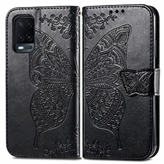 Funda de Cuero Cartera con Soporte Mariposa Carcasa para Oppo A54 4G Negro