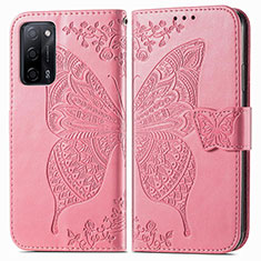 Funda de Cuero Cartera con Soporte Mariposa Carcasa para Oppo A55 5G Rosa Roja