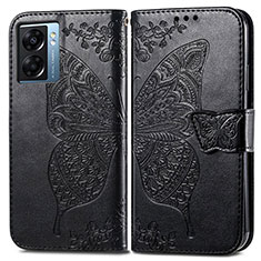 Funda de Cuero Cartera con Soporte Mariposa Carcasa para Oppo A57 5G Negro