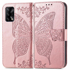 Funda de Cuero Cartera con Soporte Mariposa Carcasa para Oppo A74 4G Rosa