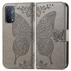 Funda de Cuero Cartera con Soporte Mariposa Carcasa para Oppo A74 5G Gris