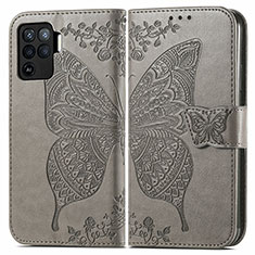 Funda de Cuero Cartera con Soporte Mariposa Carcasa para Oppo A94 4G Gris