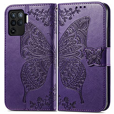 Funda de Cuero Cartera con Soporte Mariposa Carcasa para Oppo A94 4G Morado