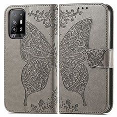 Funda de Cuero Cartera con Soporte Mariposa Carcasa para Oppo A94 5G Gris