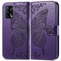 Funda de Cuero Cartera con Soporte Mariposa Carcasa para Oppo A95 4G Morado