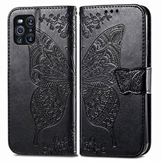 Funda de Cuero Cartera con Soporte Mariposa Carcasa para Oppo Find X3 Pro 5G Negro