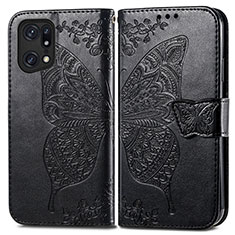 Funda de Cuero Cartera con Soporte Mariposa Carcasa para Oppo Find X5 5G Negro