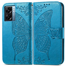 Funda de Cuero Cartera con Soporte Mariposa Carcasa para Oppo K10 5G India Azul