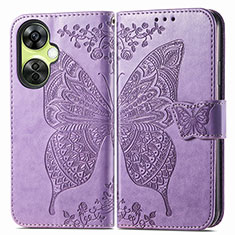 Funda de Cuero Cartera con Soporte Mariposa Carcasa para Oppo K11x 5G Purpura Claro