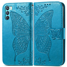 Funda de Cuero Cartera con Soporte Mariposa Carcasa para Oppo K9 Pro 5G Azul