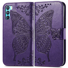 Funda de Cuero Cartera con Soporte Mariposa Carcasa para Oppo K9 Pro 5G Morado