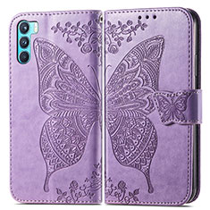 Funda de Cuero Cartera con Soporte Mariposa Carcasa para Oppo K9 Pro 5G Purpura Claro