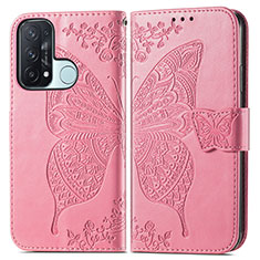 Funda de Cuero Cartera con Soporte Mariposa Carcasa para Oppo Reno5 A Rosa Roja