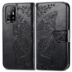 Funda de Cuero Cartera con Soporte Mariposa Carcasa para Oppo Reno5 Z 5G Negro