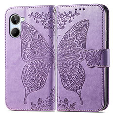 Funda de Cuero Cartera con Soporte Mariposa Carcasa para Realme 10 4G Purpura Claro