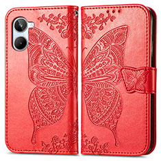 Funda de Cuero Cartera con Soporte Mariposa Carcasa para Realme 10 4G Rojo