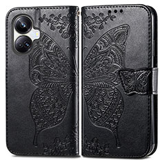 Funda de Cuero Cartera con Soporte Mariposa Carcasa para Realme 10 Pro+ Plus 5G Negro