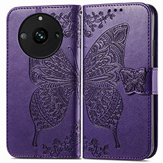 Funda de Cuero Cartera con Soporte Mariposa Carcasa para Realme 11 Pro 5G Morado