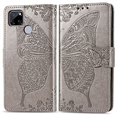 Funda de Cuero Cartera con Soporte Mariposa Carcasa para Realme 7i RMX2193 Gris