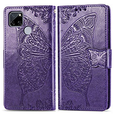 Funda de Cuero Cartera con Soporte Mariposa Carcasa para Realme 7i RMX2193 Morado