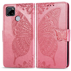 Funda de Cuero Cartera con Soporte Mariposa Carcasa para Realme 7i RMX2193 Rosa Roja