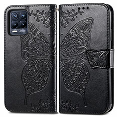 Funda de Cuero Cartera con Soporte Mariposa Carcasa para Realme 8 4G Negro