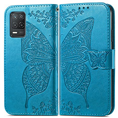 Funda de Cuero Cartera con Soporte Mariposa Carcasa para Realme 8 5G Azul