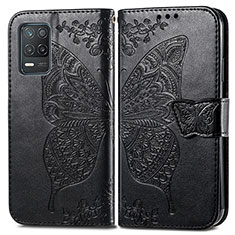 Funda de Cuero Cartera con Soporte Mariposa Carcasa para Realme 8 5G Negro