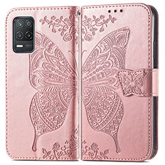 Funda de Cuero Cartera con Soporte Mariposa Carcasa para Realme 8 5G Oro Rosa