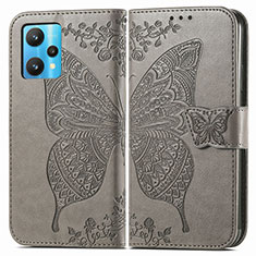 Funda de Cuero Cartera con Soporte Mariposa Carcasa para Realme 9 4G Gris