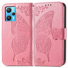 Funda de Cuero Cartera con Soporte Mariposa Carcasa para Realme 9 4G Rosa Roja