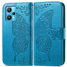 Funda de Cuero Cartera con Soporte Mariposa Carcasa para Realme 9 5G Azul