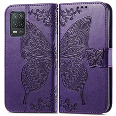 Funda de Cuero Cartera con Soporte Mariposa Carcasa para Realme 9 5G India Morado