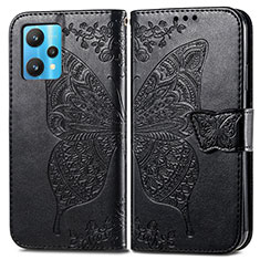 Funda de Cuero Cartera con Soporte Mariposa Carcasa para Realme 9 5G Negro