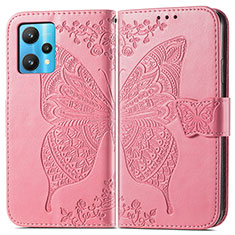 Funda de Cuero Cartera con Soporte Mariposa Carcasa para Realme 9 5G Rosa Roja