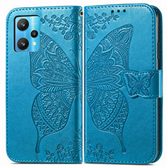 Funda de Cuero Cartera con Soporte Mariposa Carcasa para Realme 9 Pro+ Plus 5G Azul